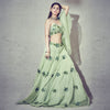 FLORAL EMBROIDERED V-HEM BLOUSE WITH EMBROIDERED LEHENGA AND FLORAL EMBROIDERED RUFFLES DUPATTA